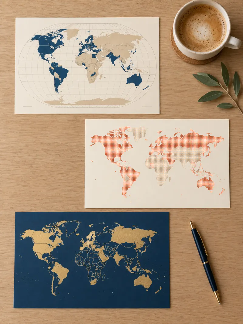 World maps with visited countries filled in